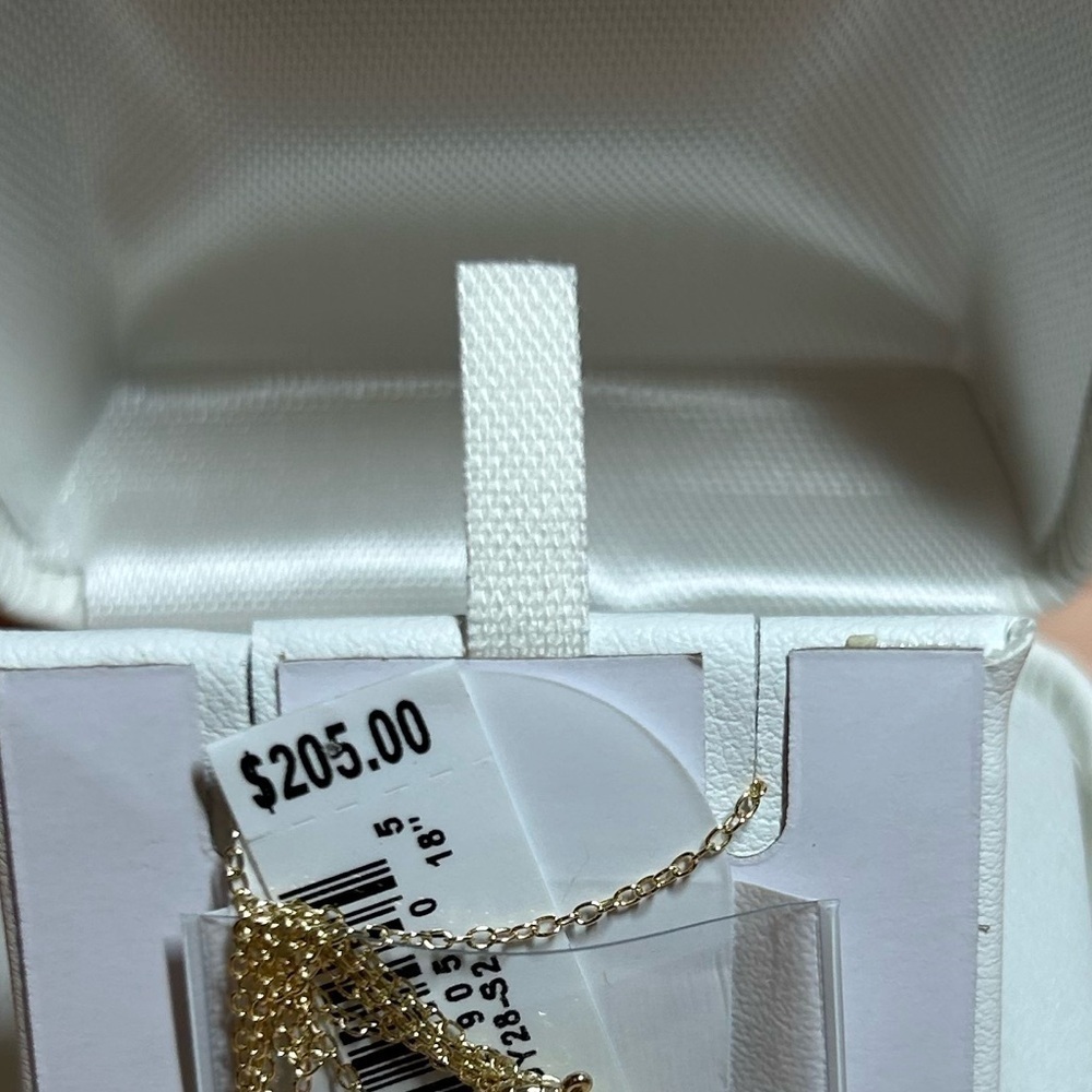 Gold-tone Over Sterling Silver 1/4 ct Diamond Teardrop Pendent Necklace NWT - Picture 2 of 3